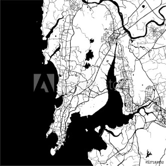 Picture of Mumbai India Monochrome Map Artprint